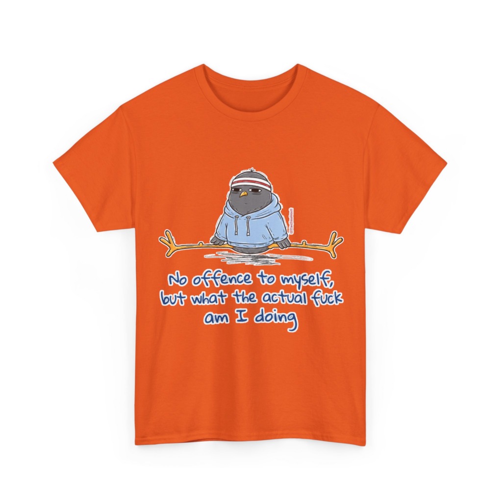 T-Shirt: 'What Am I Doing?' Pigeon Graphic Print