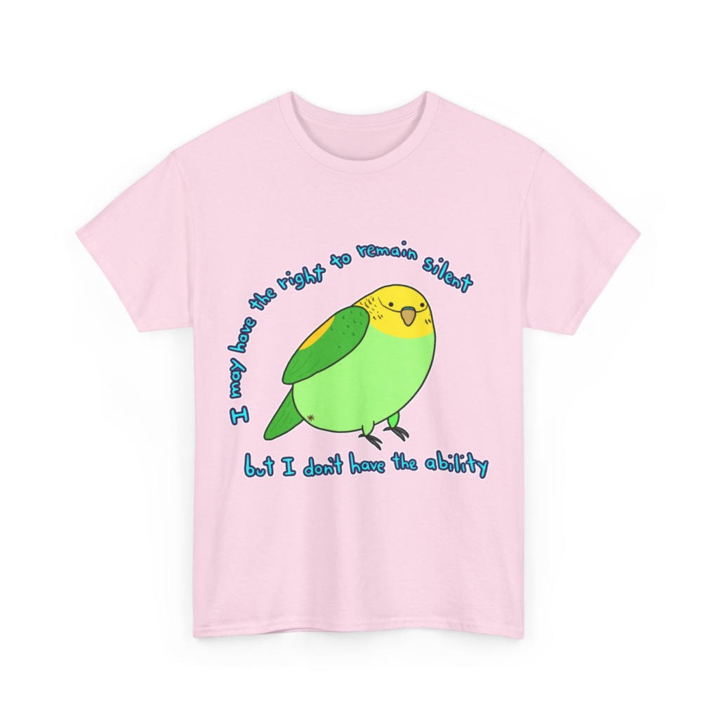 T-Shirt: Parakeet 'Right to Remain Silent' Quote