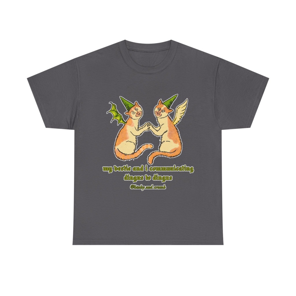 T-Shirt: Medieval Cat Besties 'Dingus to Dingus' Graphic