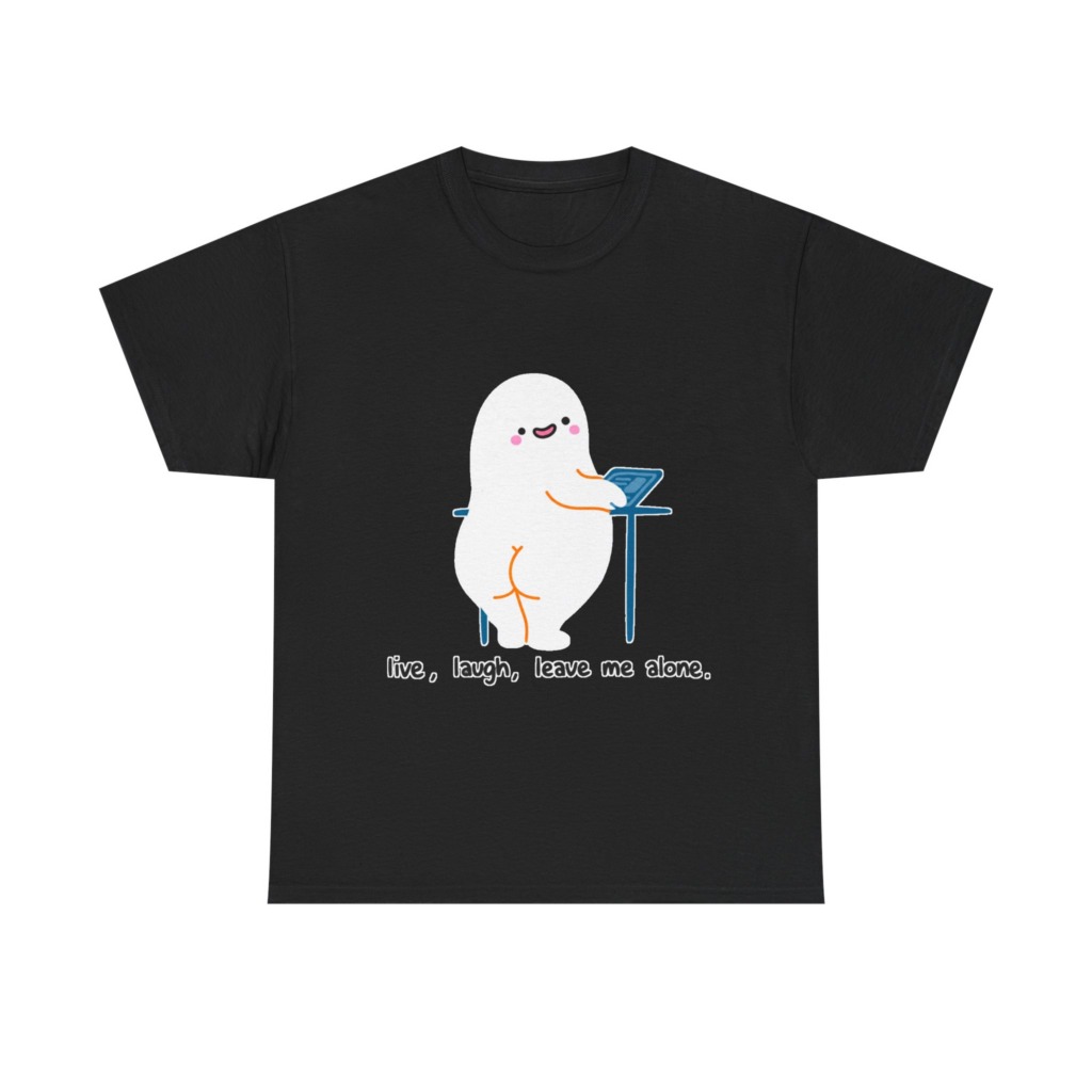 T-Shirt with Live, Laugh, Leave Me Alone Ghost Graphic