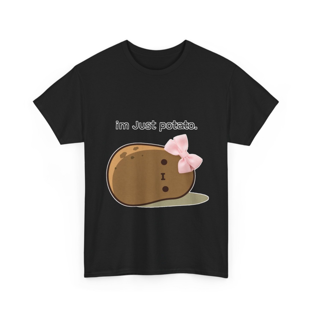 White Just Potato Graphic T-Shirt with Pink Bow