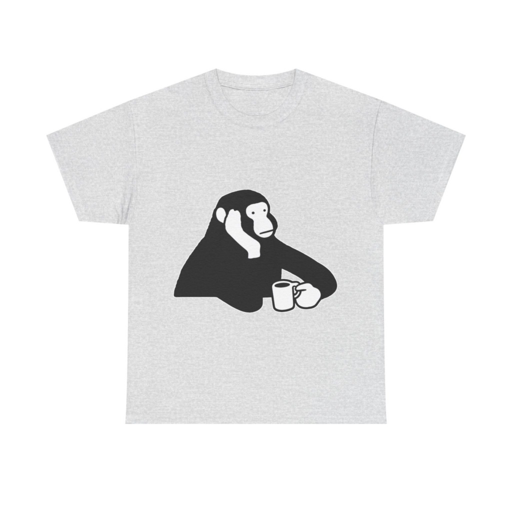 T-Shirt: Chimp with Coffee Mug Graphic