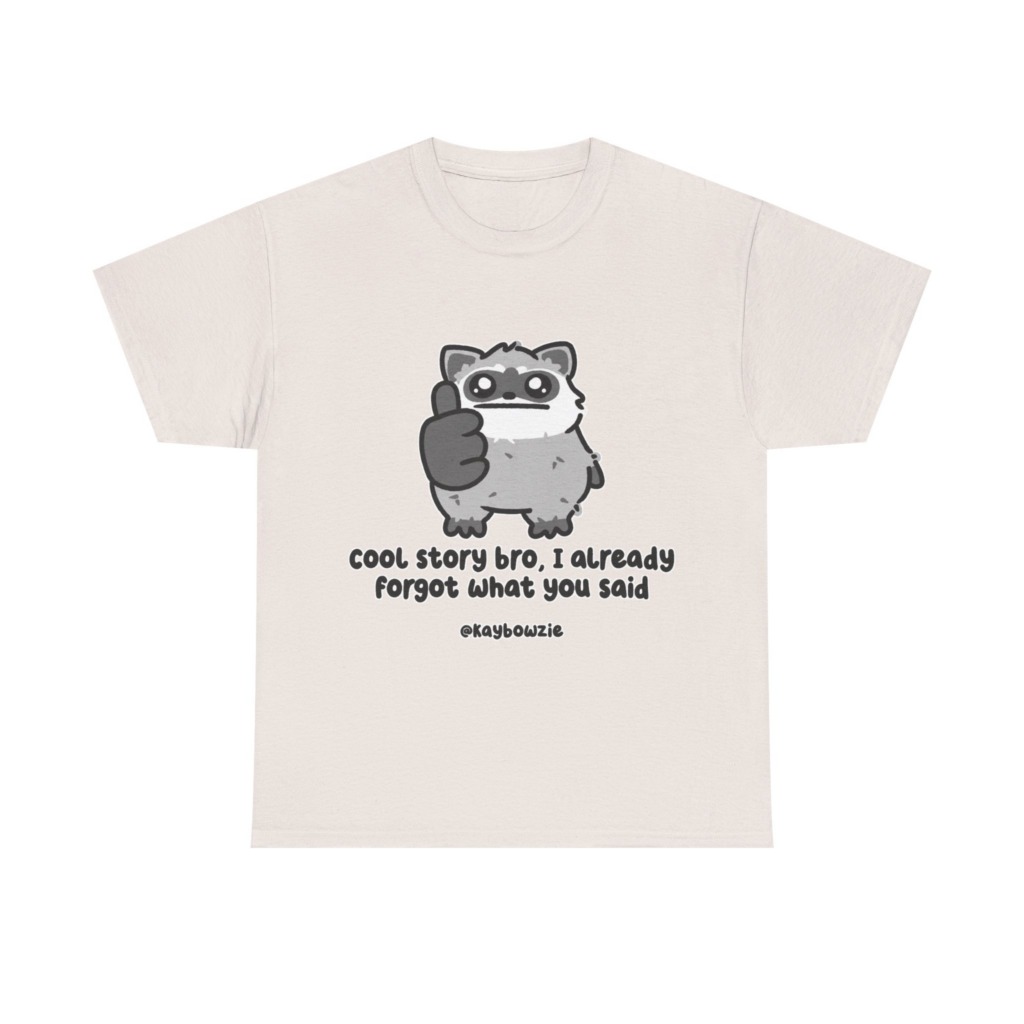 Sarcastic Raccoon 'Cool Story Bro' Graphic Tee