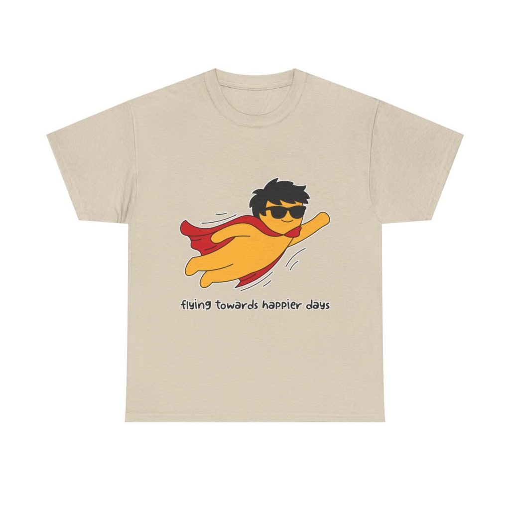 T-Shirt: Flying Hero 'Happier Days' Graphic Print