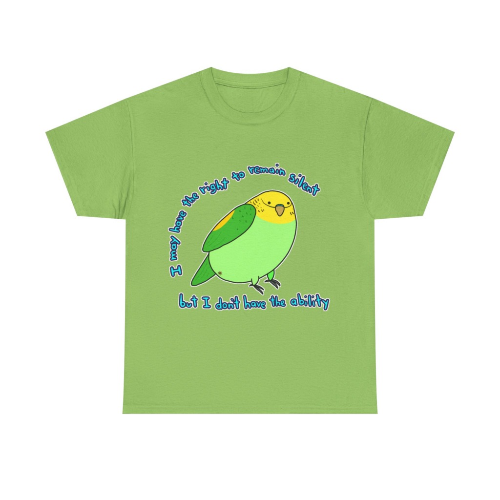 T-Shirt: Parakeet 'Right to Remain Silent' Quote