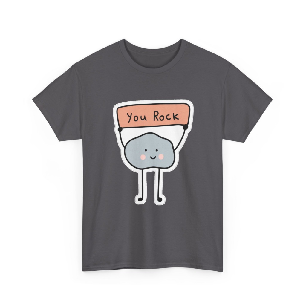 T-Shirt: Cute Rock Holding 'You Rock' Sign