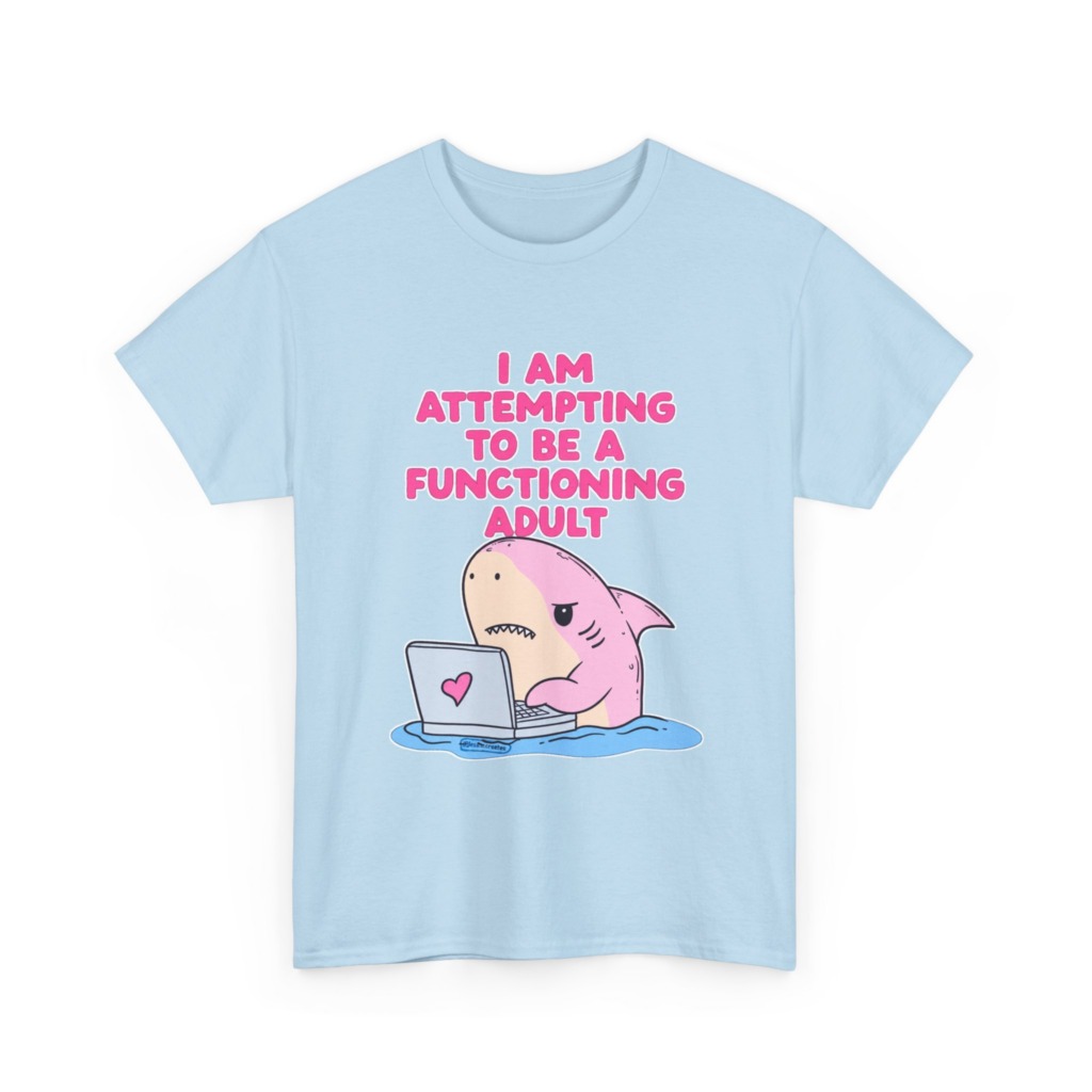 "Functioning Adult" Shark Laptop Graphic Tee
