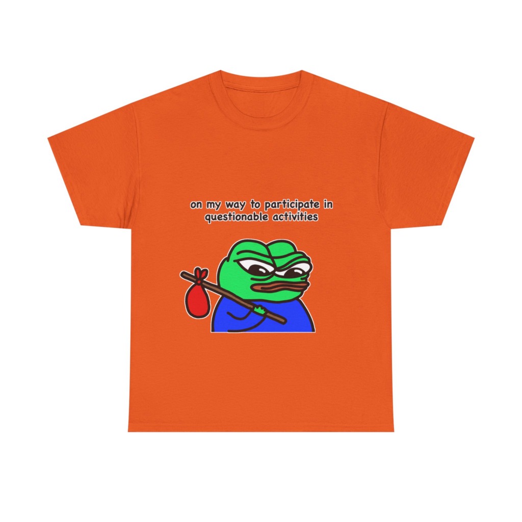 T-Shirt: Questionable Activities Pepe Frog Print