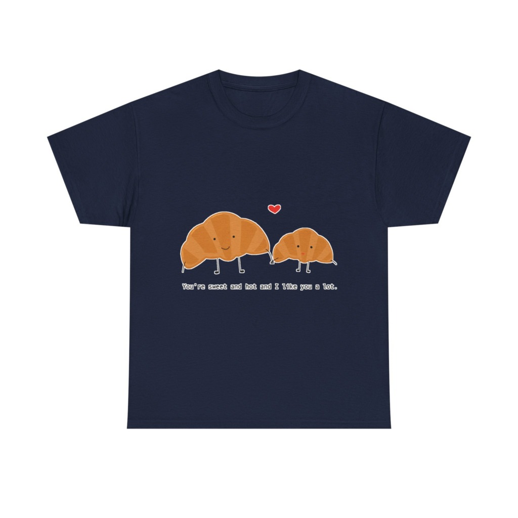 T-Shirt: Croissant Couple 'Sweet & Hot' Graphic Tee