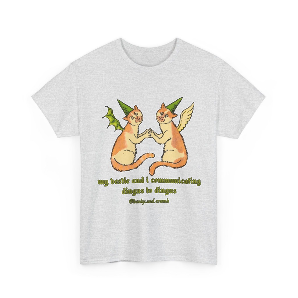 T-Shirt: Medieval Cat Besties 'Dingus to Dingus' Graphic