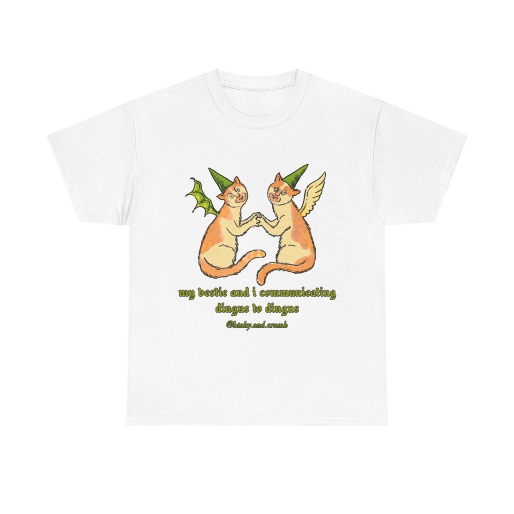 T-Shirt: Medieval Cat Besties 'Dingus to Dingus' Graphic