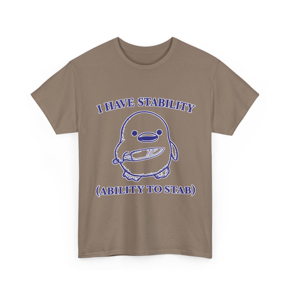 T-Shirt: Cute Stabbing Penguin 'Stability' Pun