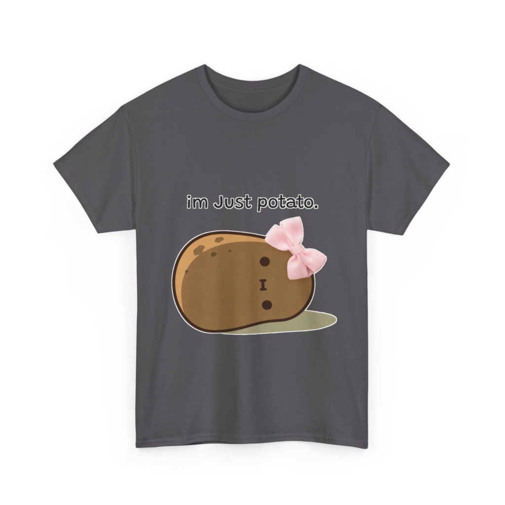 White Just Potato Graphic T-Shirt with Pink Bow