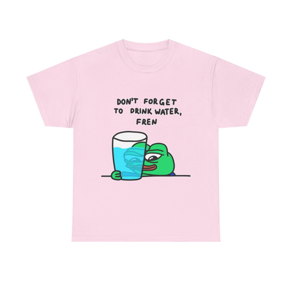 Graphic Tee: Pepe 'Don't Forget Water, Fren' Print
