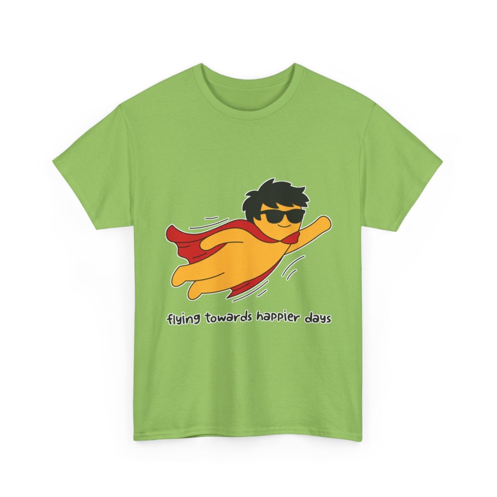 T-Shirt: Flying Hero 'Happier Days' Graphic Print