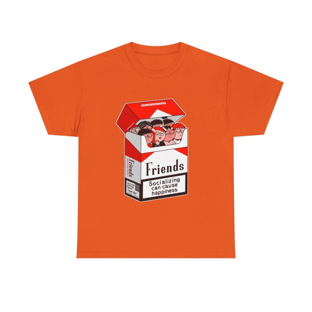Graphic Tee: Friends Socializing Cigarette Pack