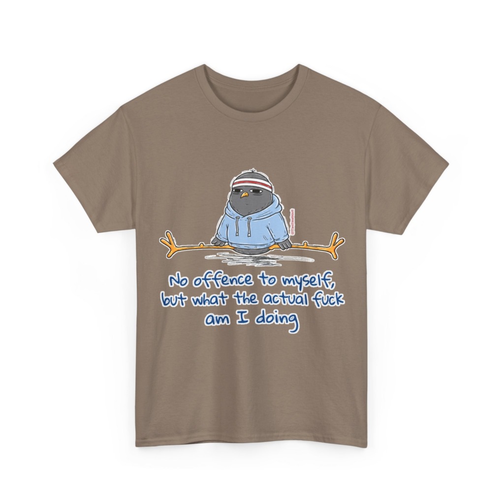 T-Shirt: 'What Am I Doing?' Pigeon Graphic Print