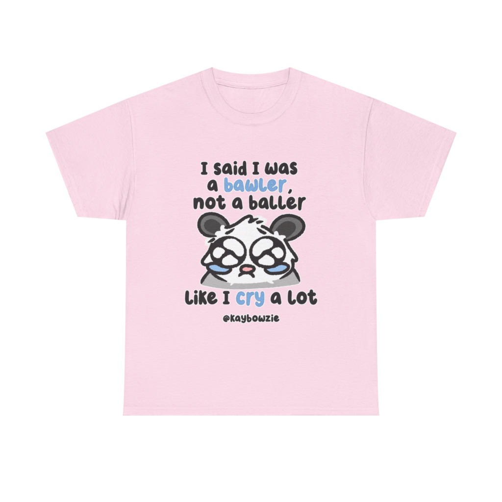 T-Shirt with Crying Animal 'Bawler Not Baller' Graphic