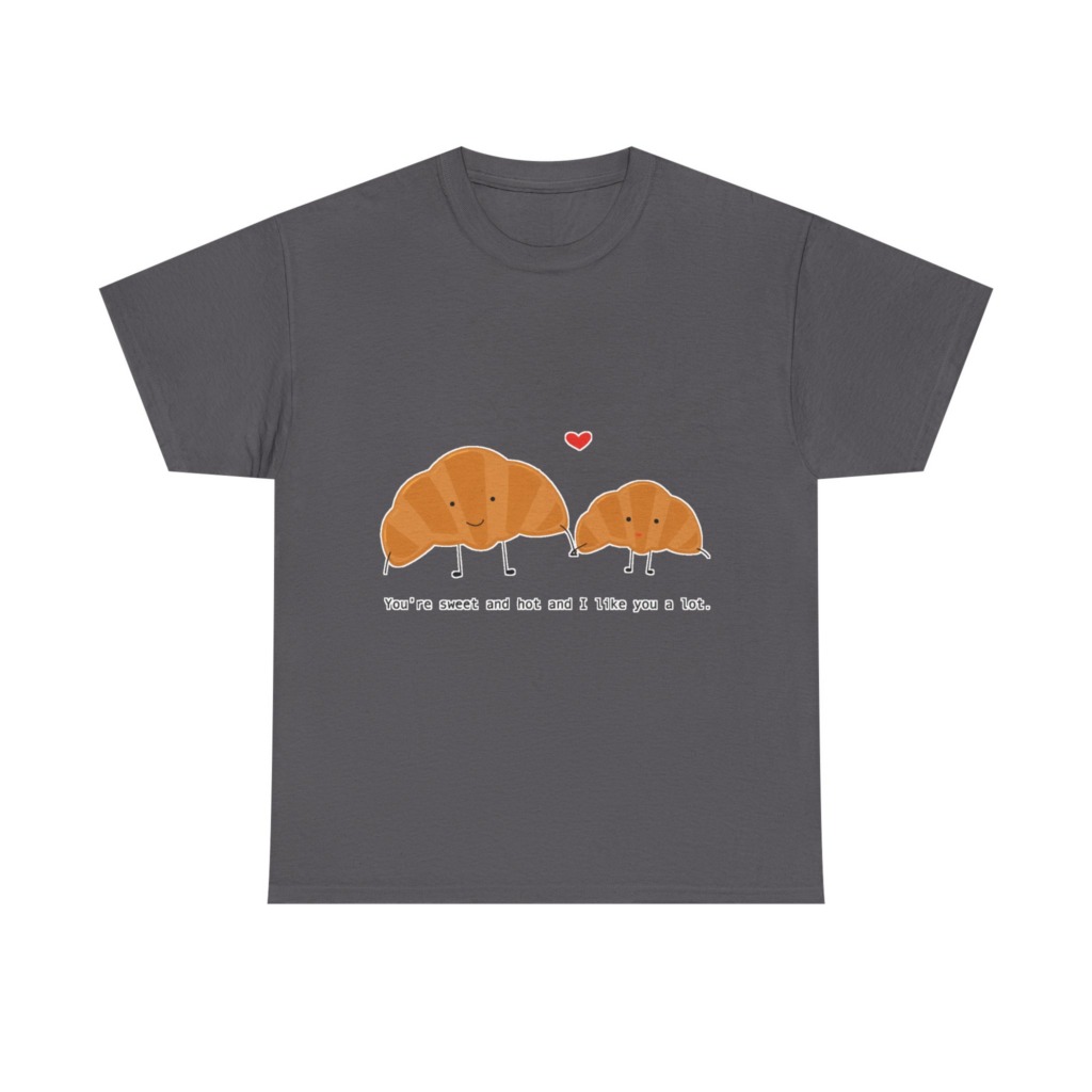 T-Shirt: Croissant Couple 'Sweet & Hot' Graphic Tee
