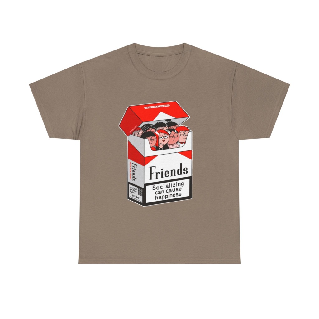 Graphic Tee: Friends Socializing Cigarette Pack