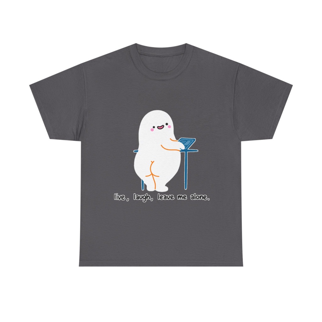 T-Shirt with Live, Laugh, Leave Me Alone Ghost Graphic