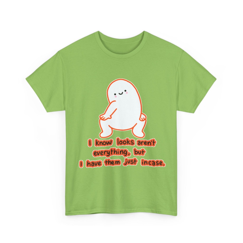 White T-Shirt: Squatting Blob 'Looks Aren't Everything'
