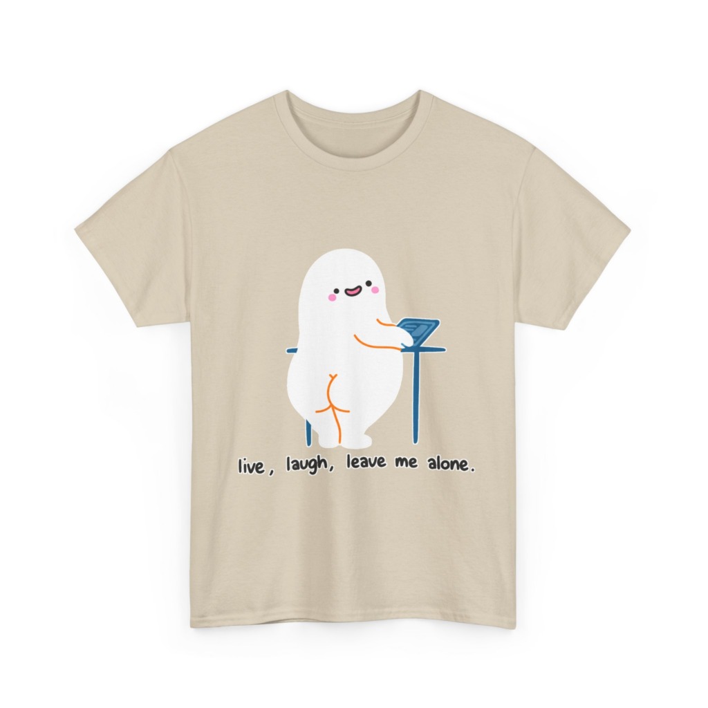 T-Shirt with Live, Laugh, Leave Me Alone Ghost Graphic