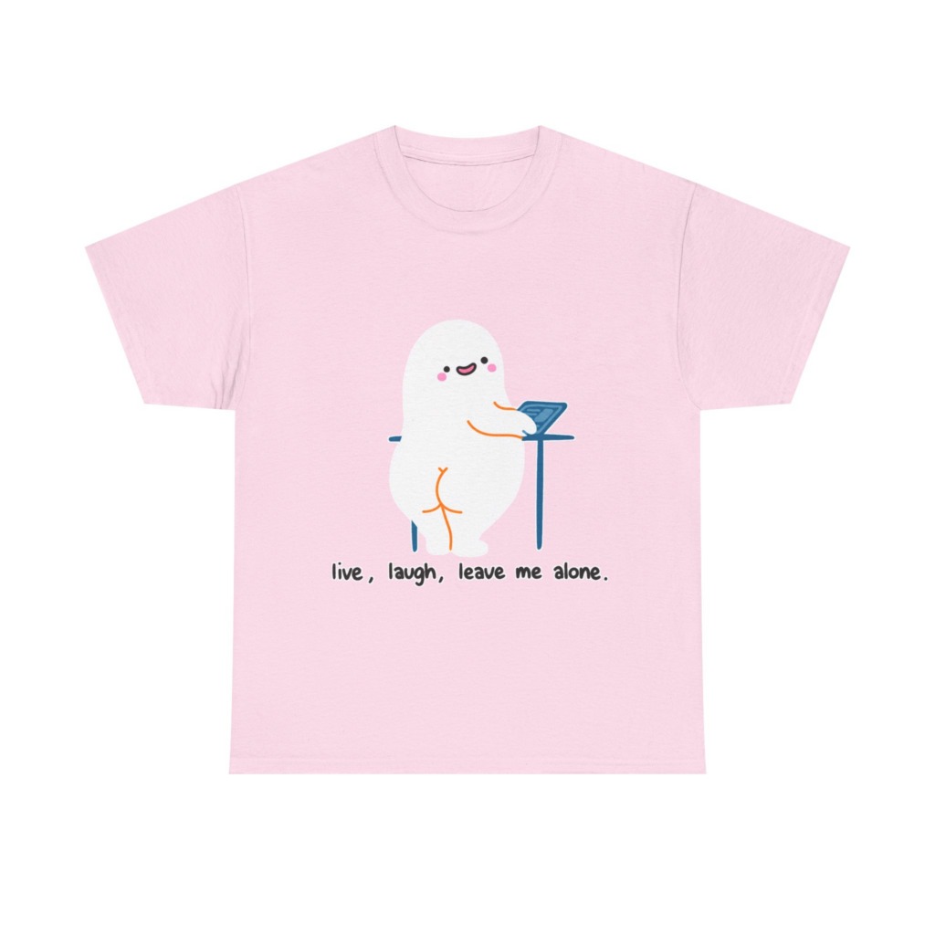 T-Shirt with Live, Laugh, Leave Me Alone Ghost Graphic