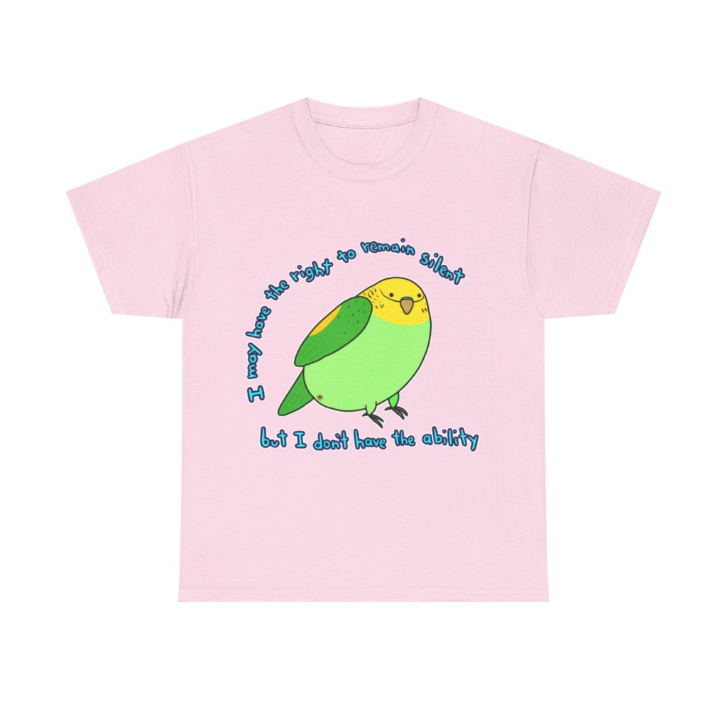 T-Shirt: Parakeet 'Right to Remain Silent' Quote