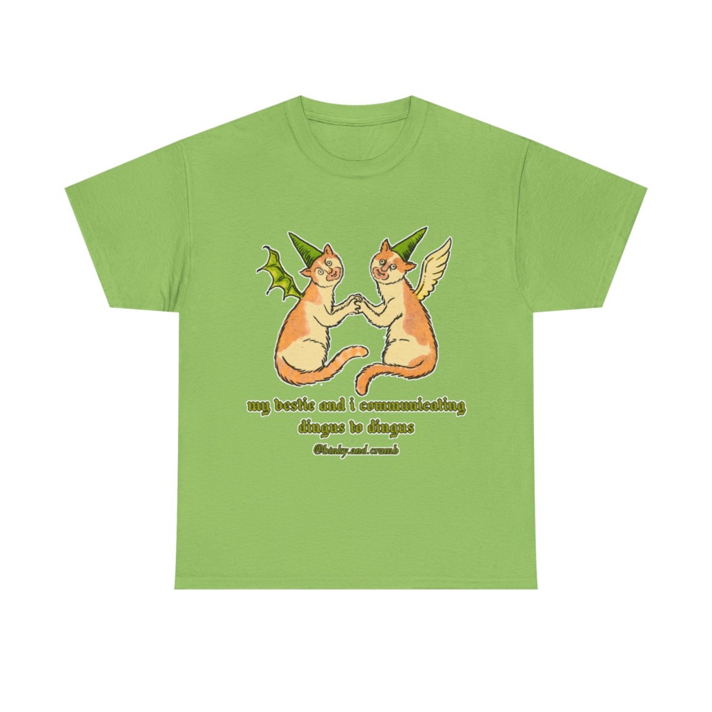 T-Shirt: Medieval Cat Besties 'Dingus to Dingus' Graphic