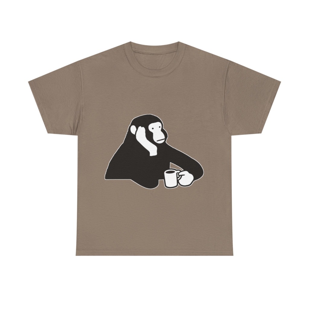 T-Shirt: Chimp with Coffee Mug Graphic