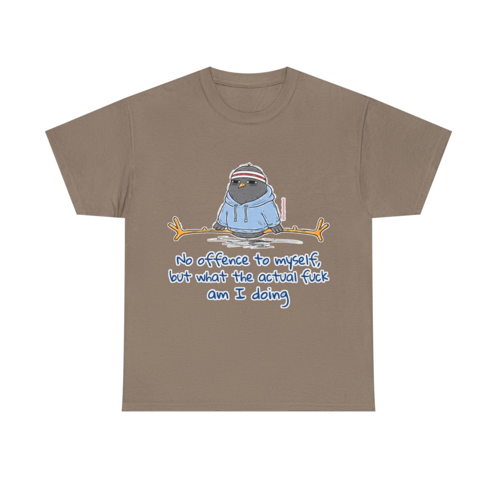 T-Shirt: 'What Am I Doing?' Pigeon Graphic Print