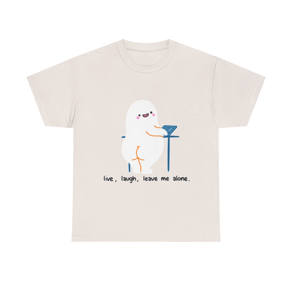 T-Shirt with Live, Laugh, Leave Me Alone Ghost Graphic