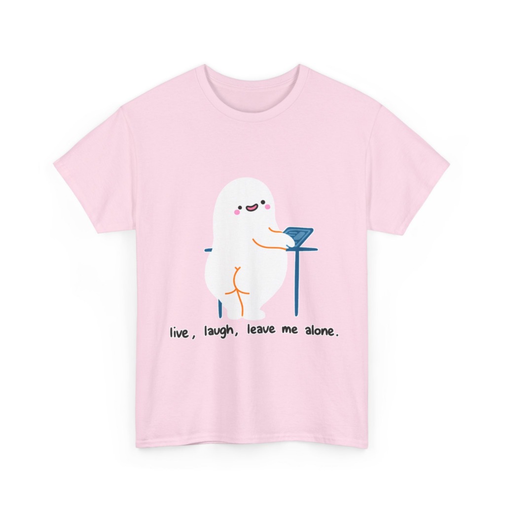 T-Shirt with Live, Laugh, Leave Me Alone Ghost Graphic