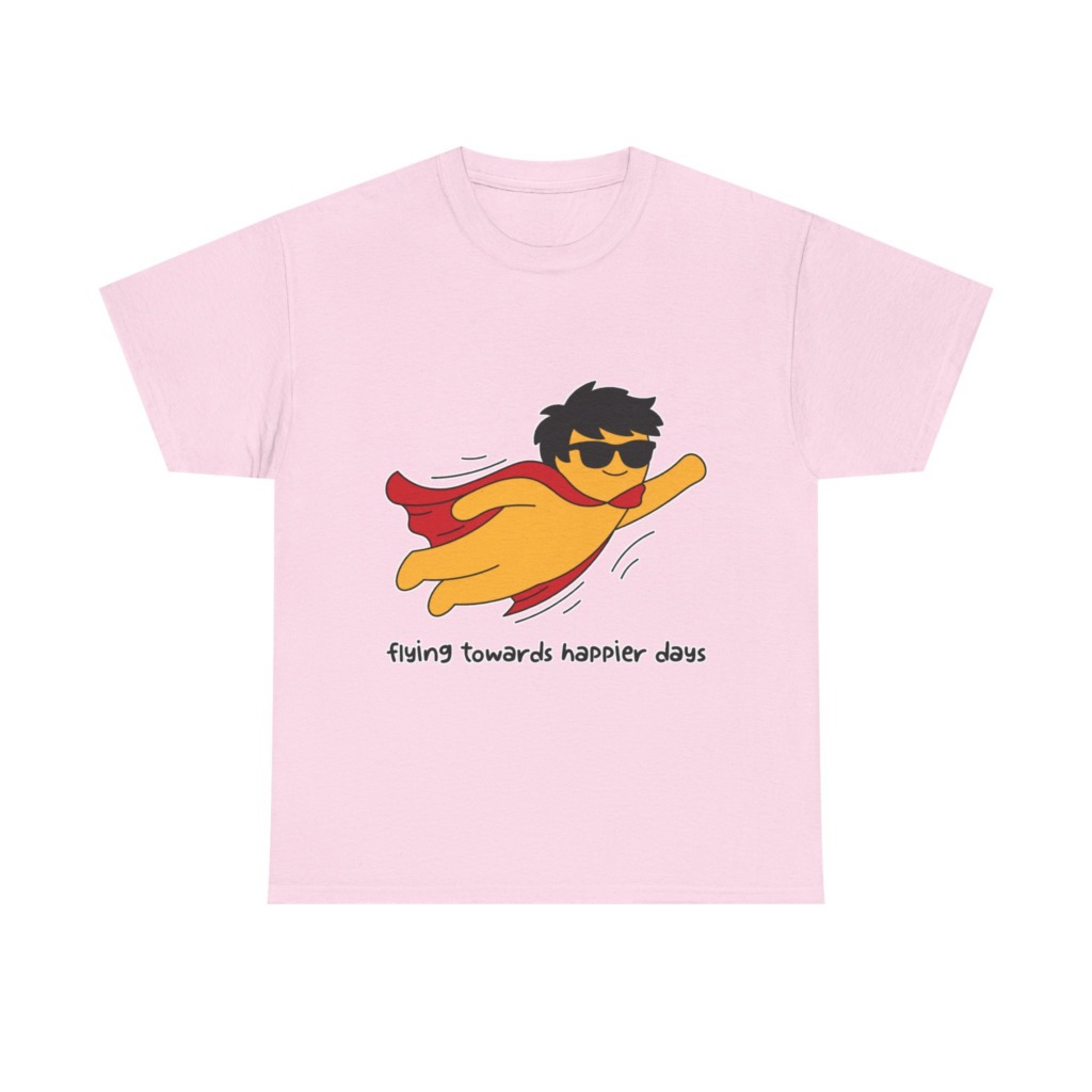 T-Shirt: Flying Hero 'Happier Days' Graphic Print