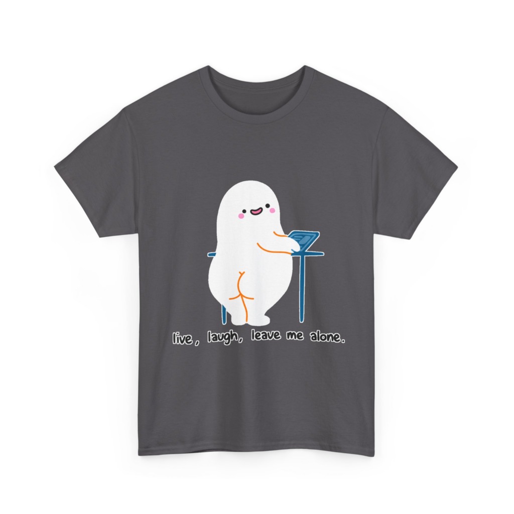 T-Shirt with Live, Laugh, Leave Me Alone Ghost Graphic