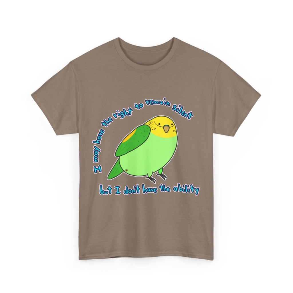 T-Shirt: Parakeet 'Right to Remain Silent' Quote