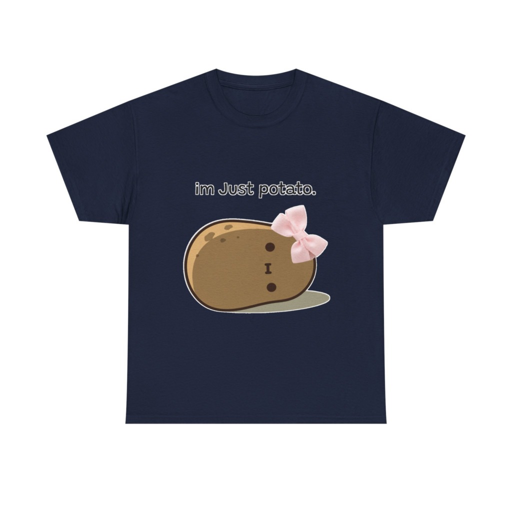 White 'im Just potato.' Pink Bow Potato Tee