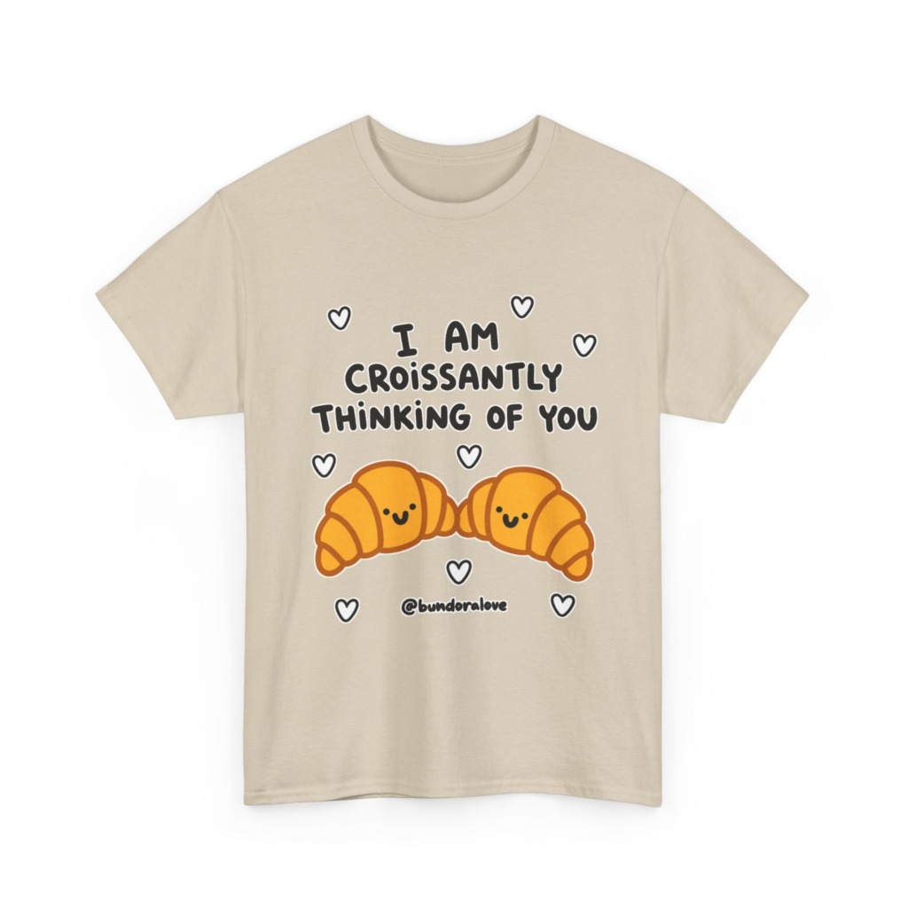 White T-Shirt: Croissantly Thinking Of You Graphic Print
