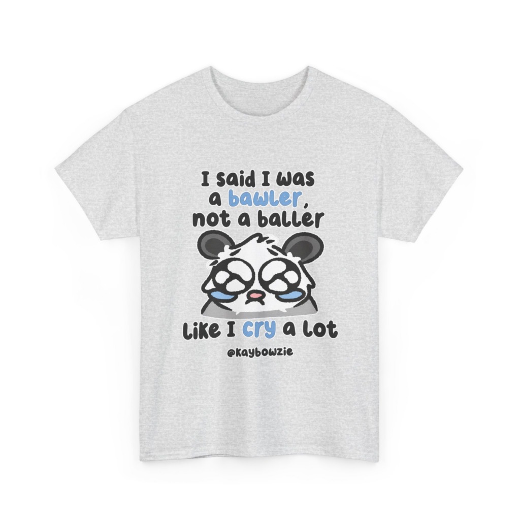 T-Shirt with Crying Animal 'Bawler Not Baller' Graphic