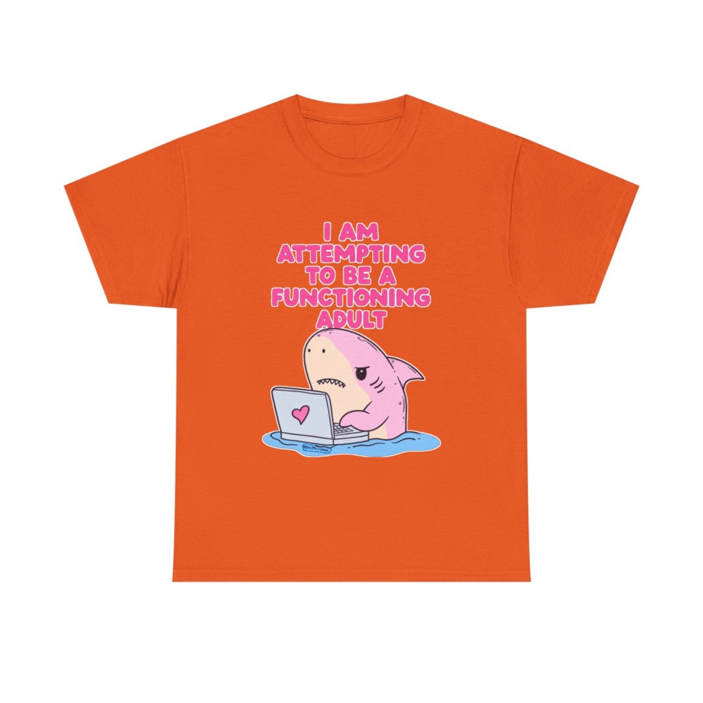 "Functioning Adult" Shark Laptop Graphic Tee