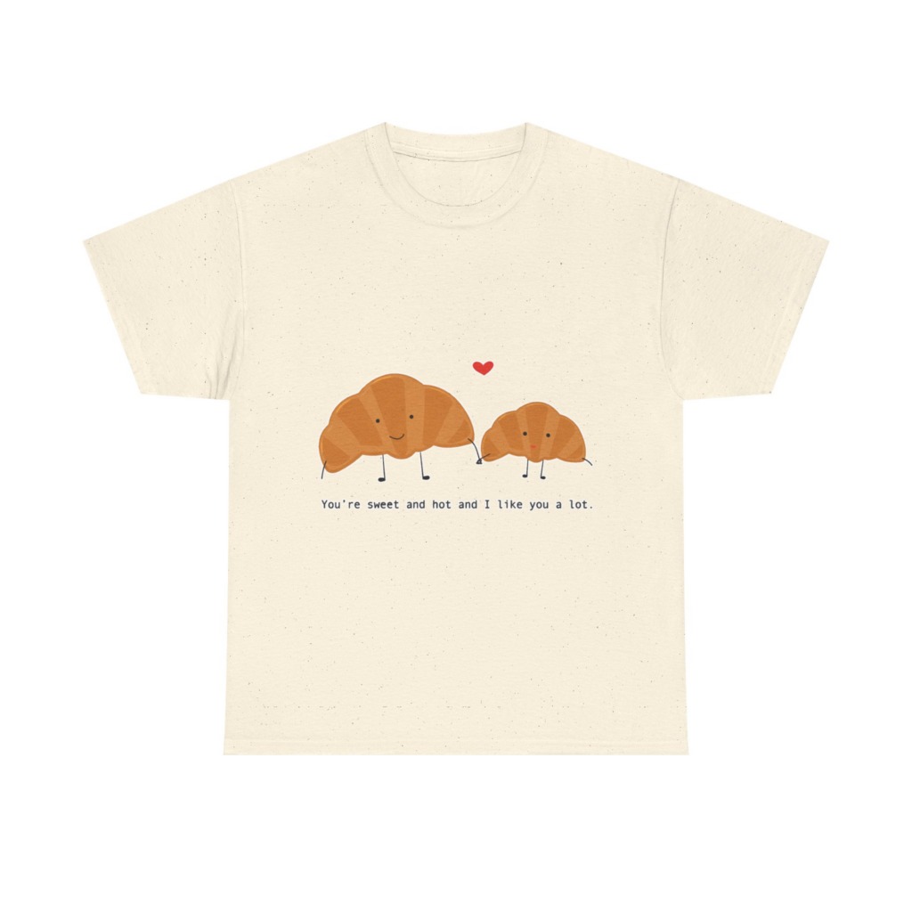 T-Shirt: Croissant Couple 'Sweet & Hot' Graphic Tee