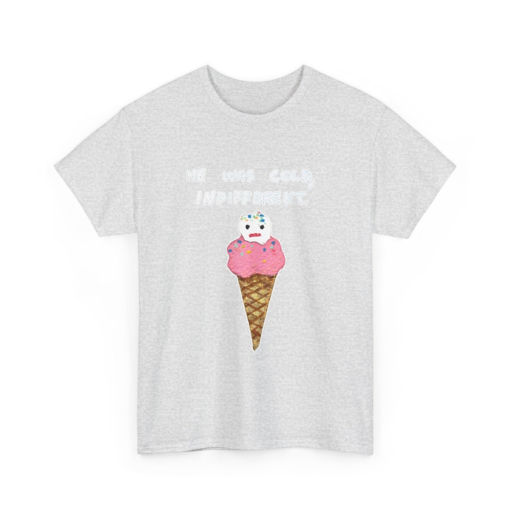 T-Shirt with Cold, Indifferent Ice Cream Graphic