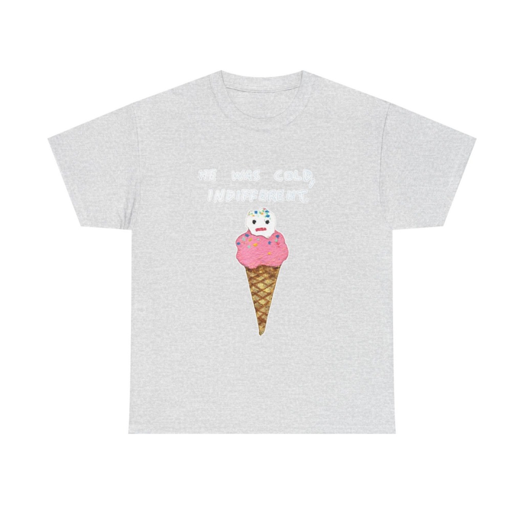 T-Shirt with Cold, Indifferent Ice Cream Graphic