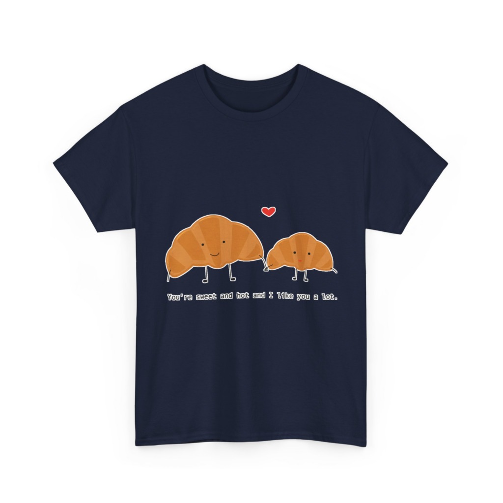 T-Shirt: Croissant Couple 'Sweet & Hot' Graphic Tee
