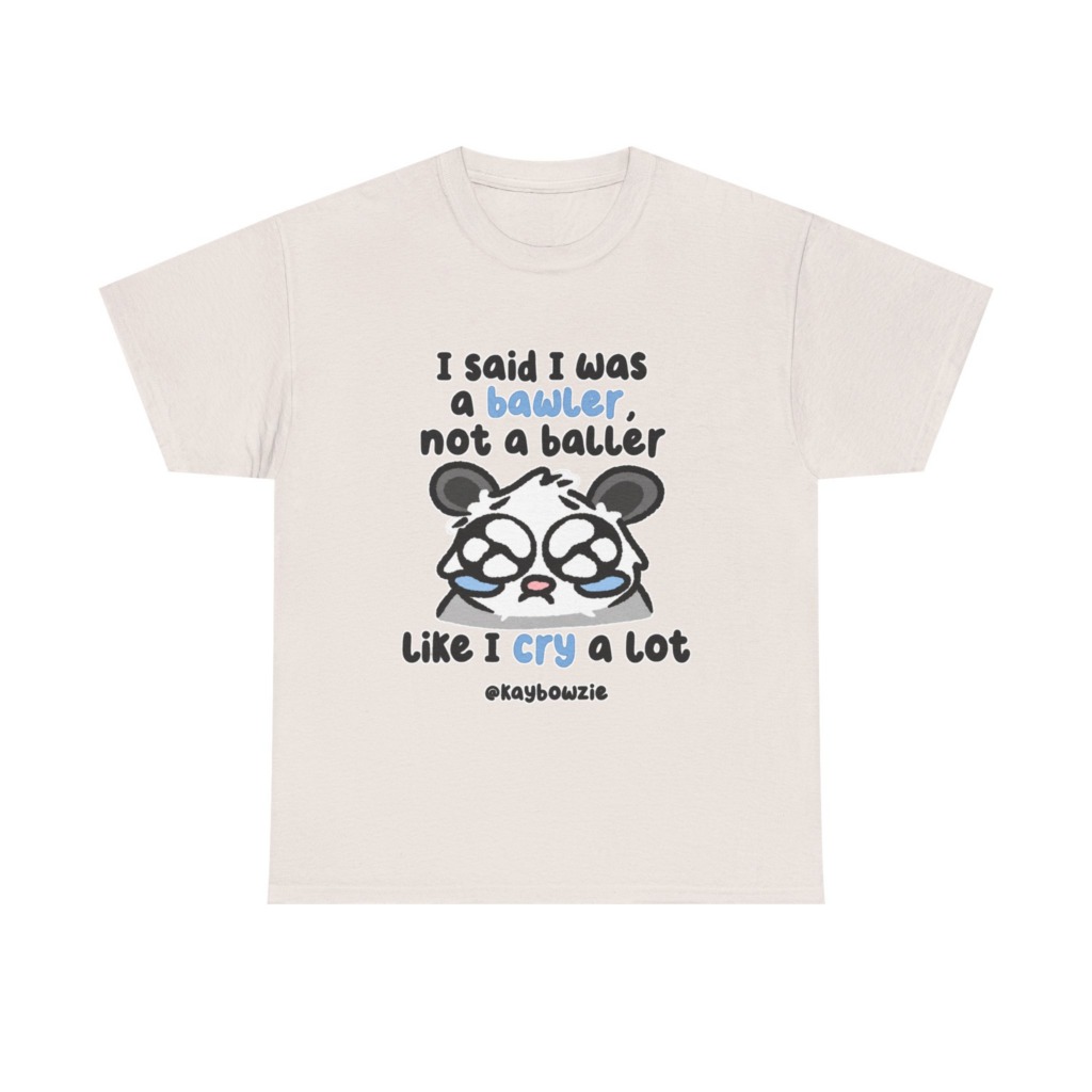 T-Shirt with Crying Animal 'Bawler Not Baller' Graphic