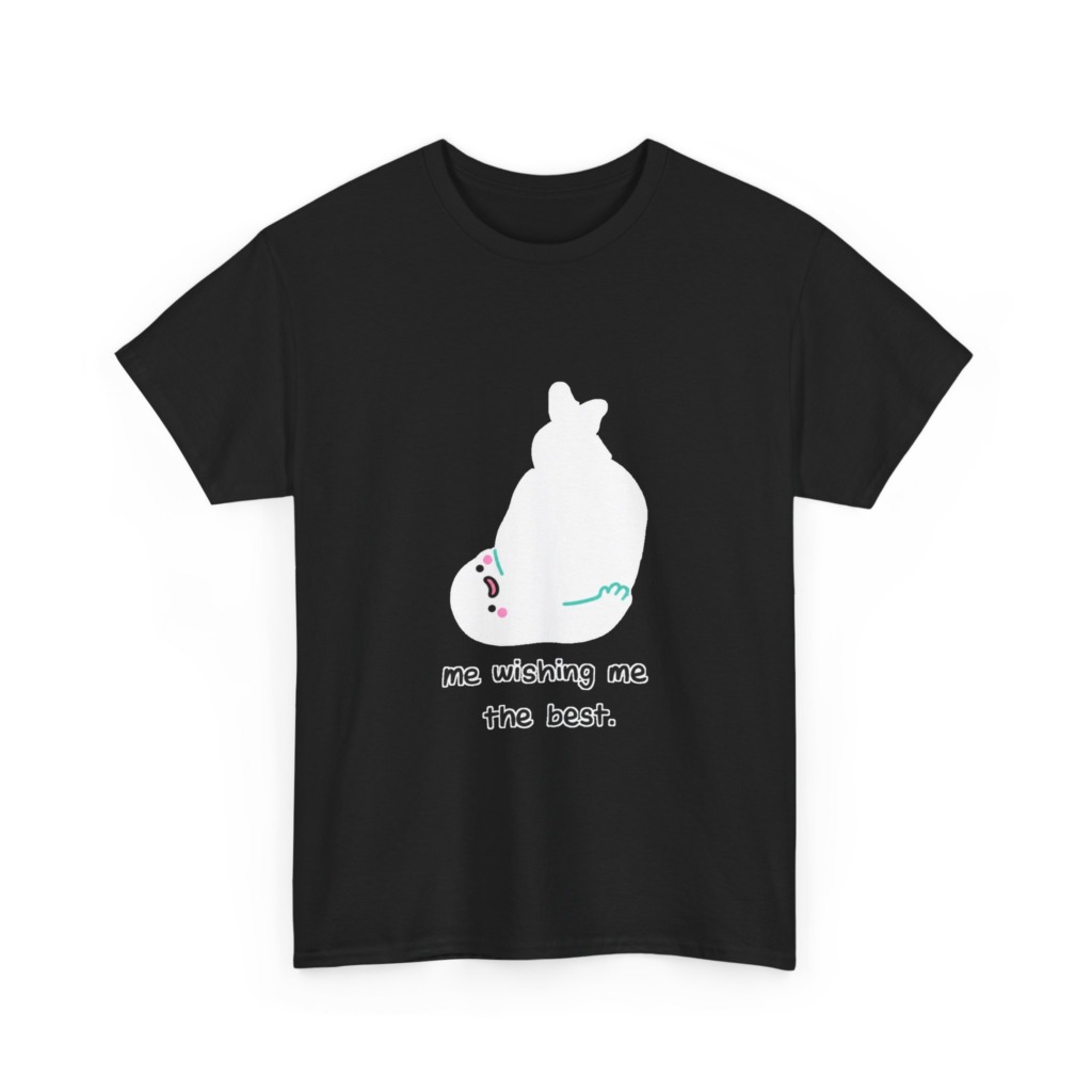 White T-Shirt: 'Wishing Me The Best' Cartoon Ghost Print