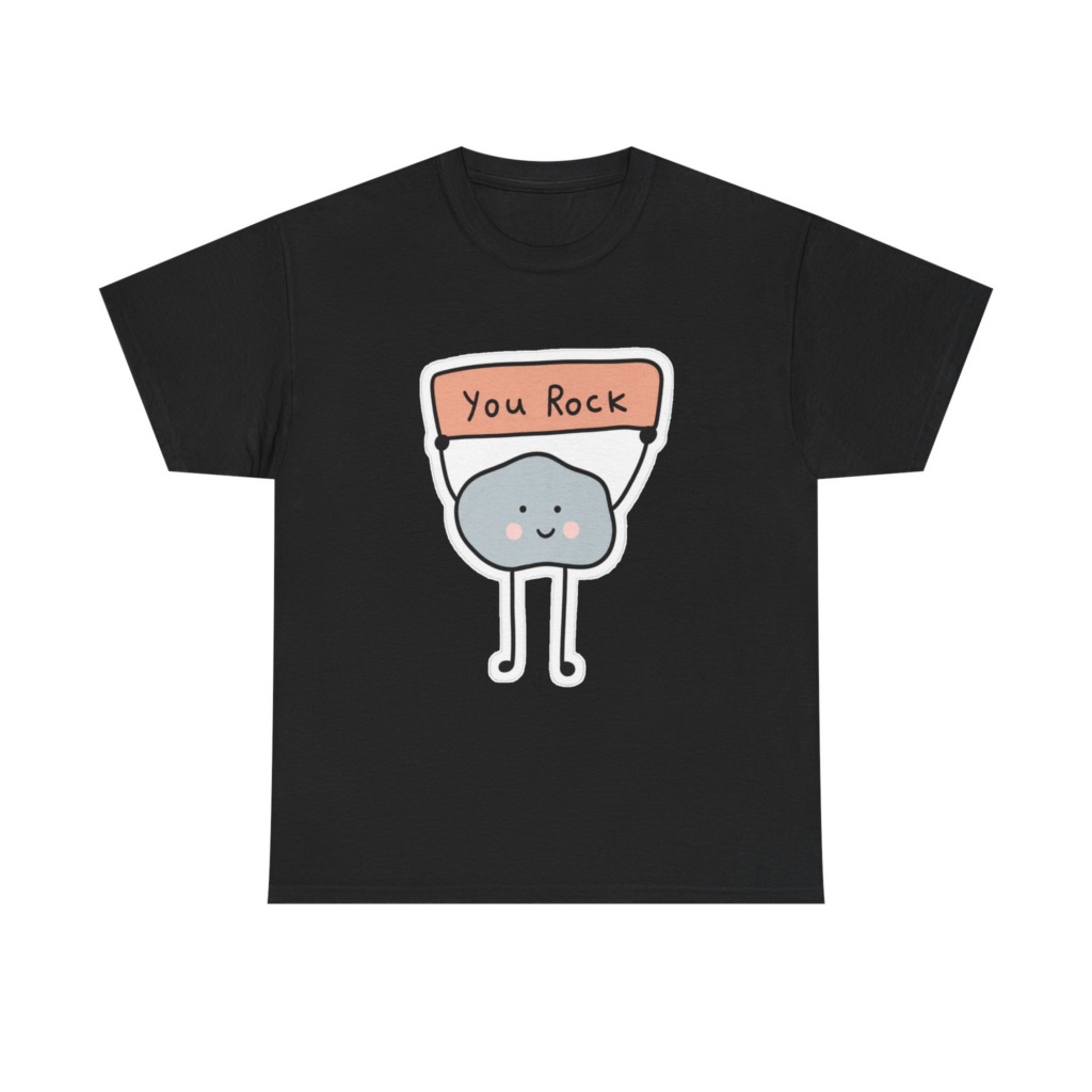 T-Shirt: Cute Rock Holding 'You Rock' Sign