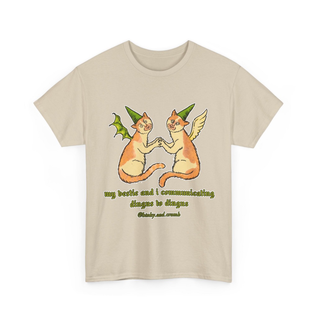 T-Shirt: Medieval Cat Besties 'Dingus to Dingus' Graphic