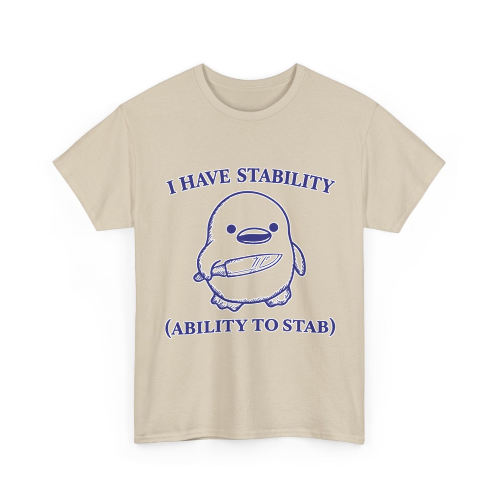 T-Shirt: Cute Stabbing Penguin 'Stability' Pun
